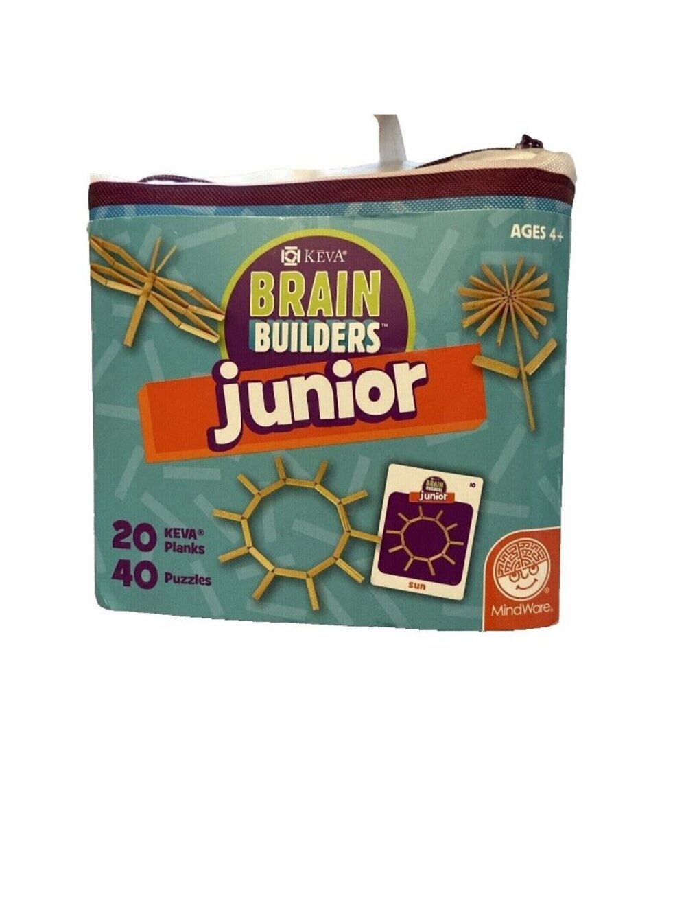 KEVA Brain Builders Junior STEM Planks Puzzle Learning New 20 planks 40 puzzles